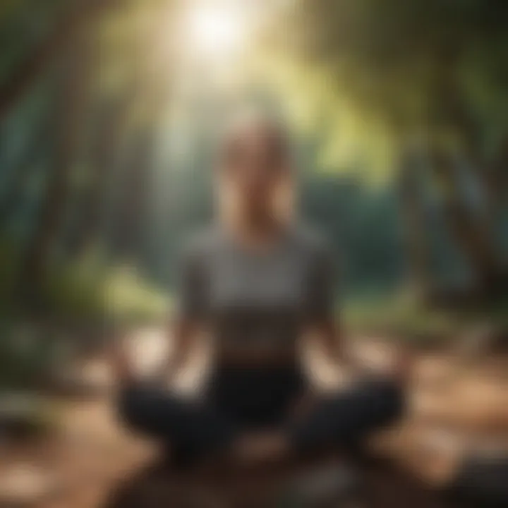 A serene environment with a person meditating