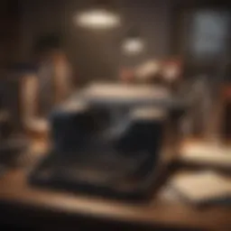 Inspirational author's desk with typewriter and motivational quotes