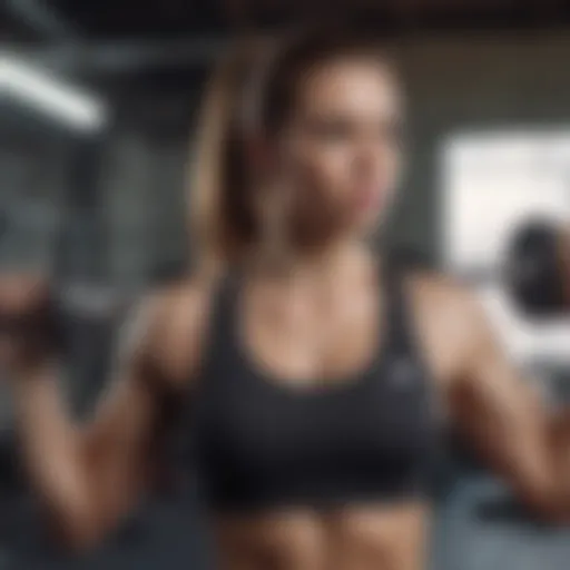 Female fitness enthusiast lifting weights in gym