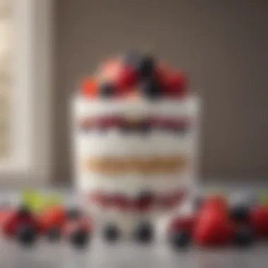 Exquisite Greek Yogurt Parfait Adorned with Fresh Berries Delicious Greek Yogurt Parfait with Berries