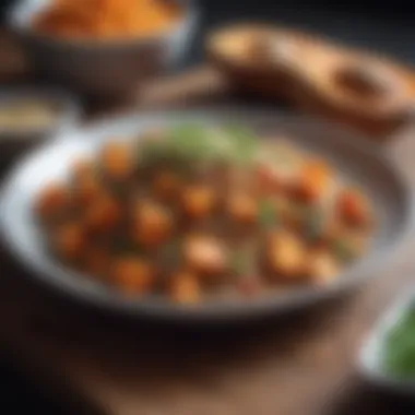 Plate of roasted sweet potatoes and quinoa