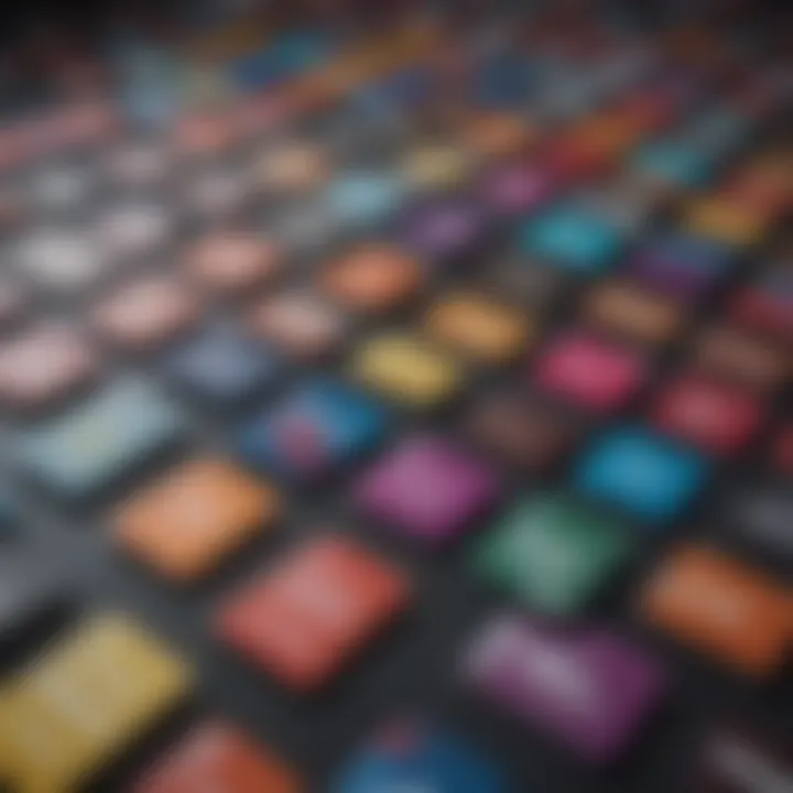 Close-up of colorful memory cards laid out for an interactive game on an iPhone.