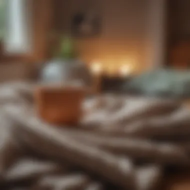 Comfort in a Cozy Blanket and Warm Tea A cozy blanket and a steaming cup of herbal tea