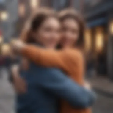 Embracing Support through Heartwarming Hugs A heartwarming hug between two friends