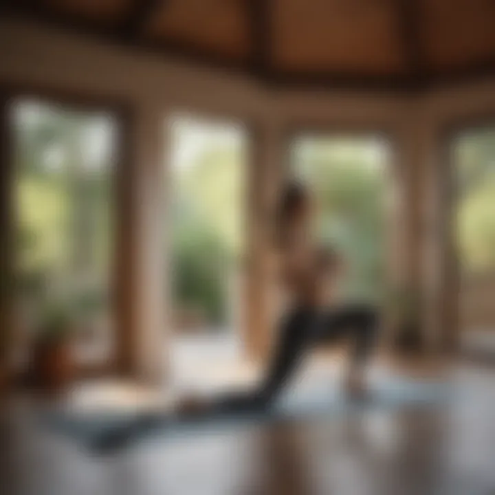 Person performing yoga in a tranquil home space