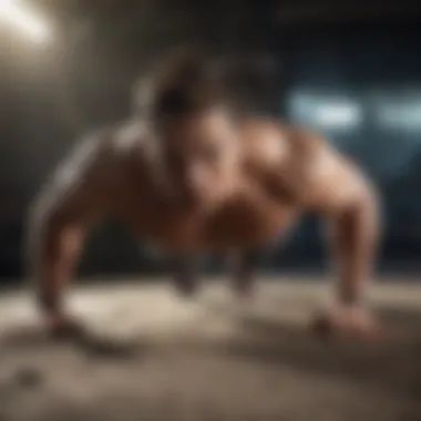 Close-up of push-up position on the ground