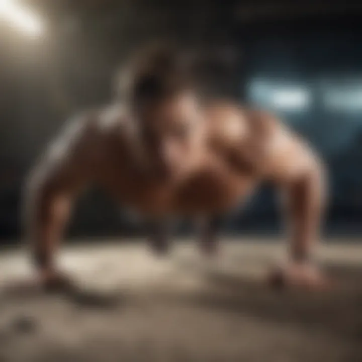 Close-up of push-up position on the ground