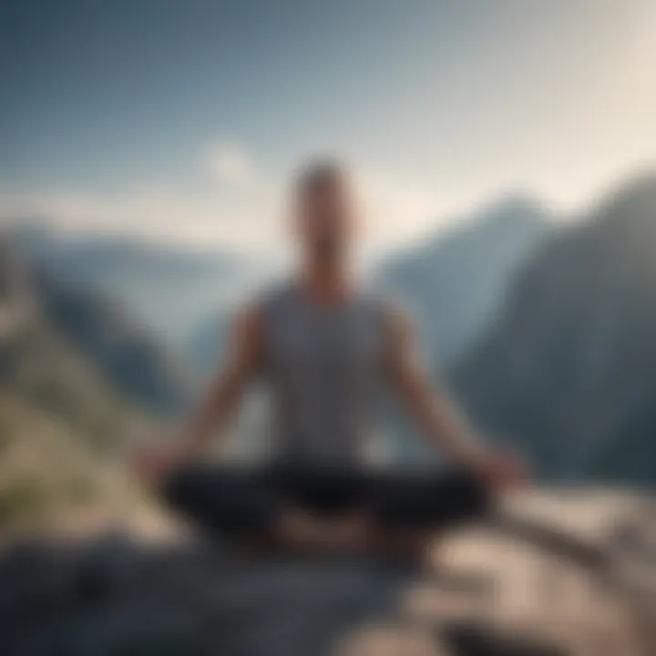 Breathing technique on mountain top