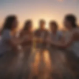 A close-knit group of friends enjoying a sunset together