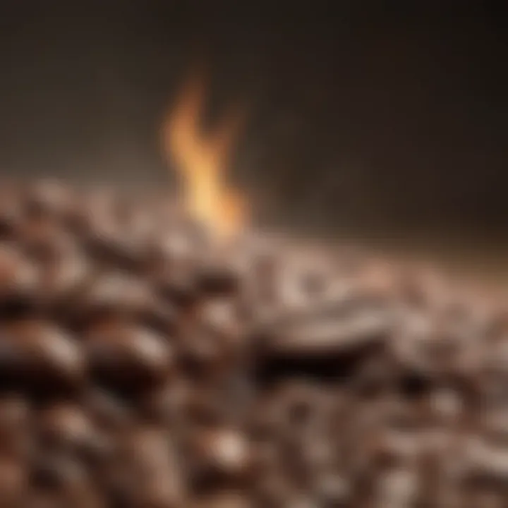 Close-up of coffee beans roasting