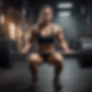 Strength Training with Barbell Squats Muscular athlete performing barbell squat