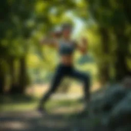 Dynamic full body workout in a serene outdoor environment