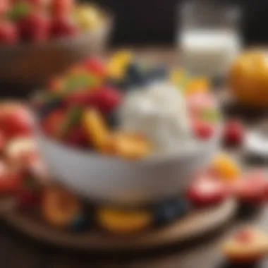 Colorful Fruit Complement Cottage cheese bowl topped with vibrant fruits