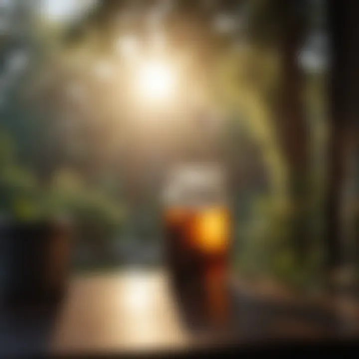 A serene morning environment with sunlight