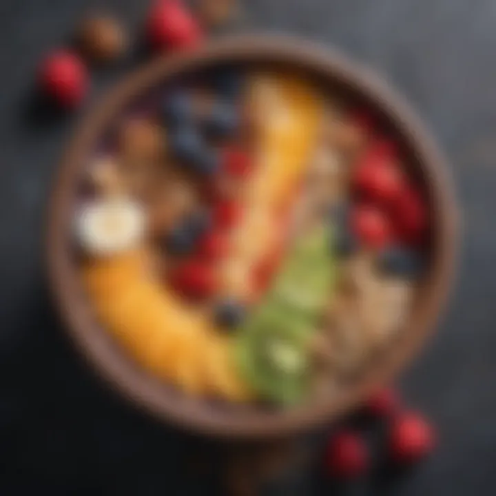 A vibrant smoothie bowl topped with fresh fruits and nuts, representing health.