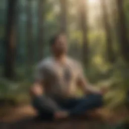 Person meditating in nature