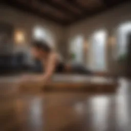 Dynamic planking position showcasing core engagement