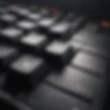 A keyboard with highlighted keys for typing practice