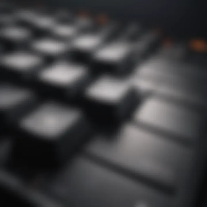 A keyboard with highlighted keys for typing practice