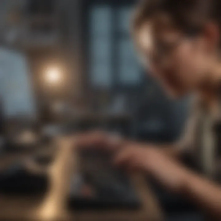 A person engaged in typing exercises on a computer