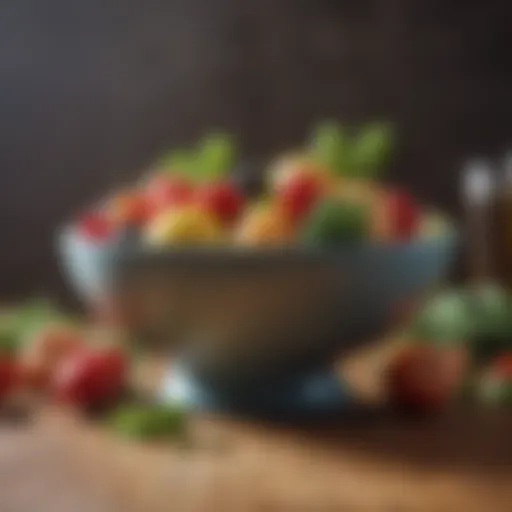 A bowl of fresh fruits and vegetables symbolizing a balanced diet.
