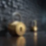 Conceptual representation of digital security with padlocks and passwords