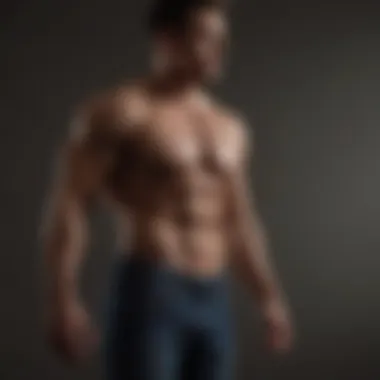 Sculpted silhouette with focus on upper body musculature