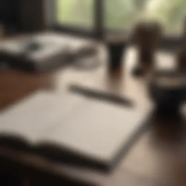 A journal and pen placed thoughtfully on a desk, symbolizing reflection