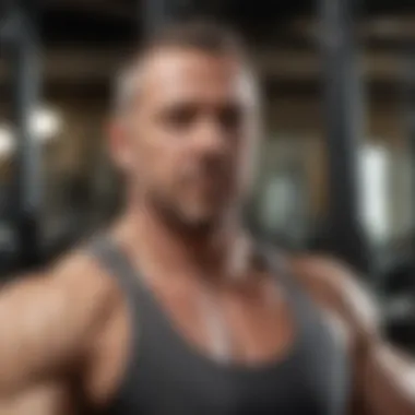 Middle-aged man lifting weights in a well-equipped gym