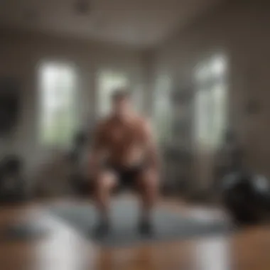 Man doing bodyweight exercises in a minimalist home gym