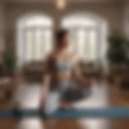 Woman practicing yoga in living room