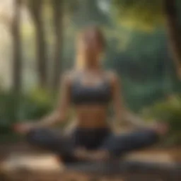 Elegant woman practicing yoga in serene nature