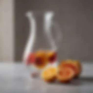 Artistic glass water carafe with fruit slices