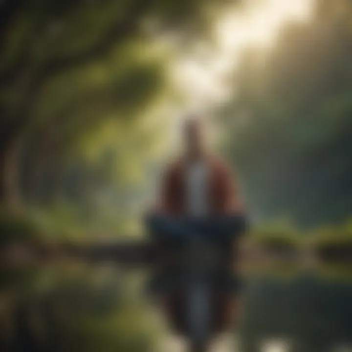 Illustration of a person meditating in a serene setting symbolizing well-being