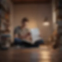 Illustration of a person reading a book under a time management concept