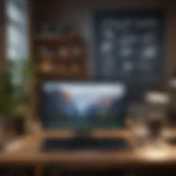 Calm workspace with organized desk and laptop