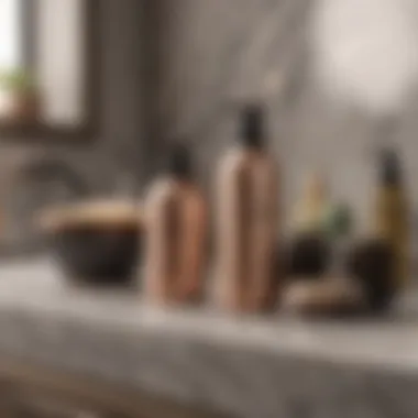 Luxurious Hair Care Product Collection A collection of luxurious hair care products on a marble countertop.