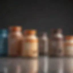 A variety of protein powders displayed in clear containers