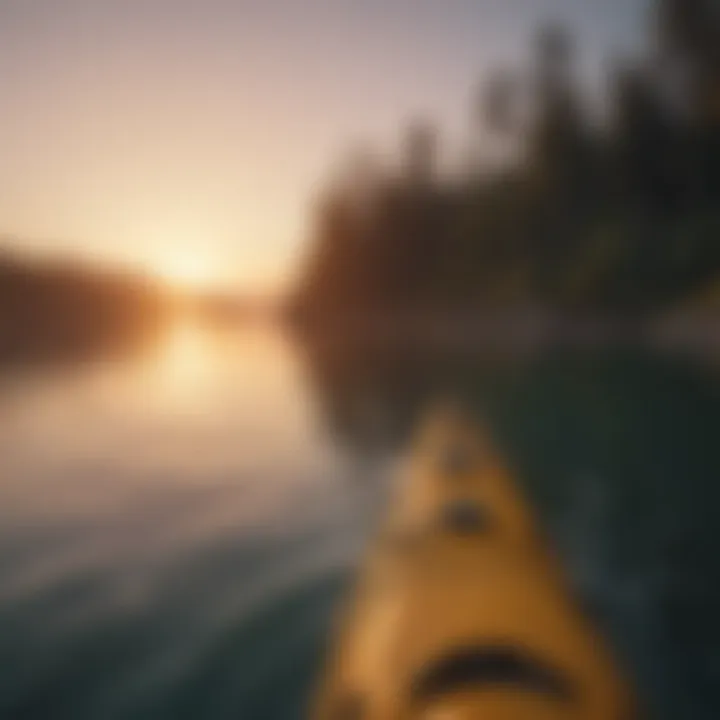 A couple enjoying a sunset kayak adventure on a serene lake