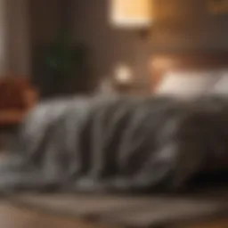 A cozy bedroom showcasing a beautifully draped weighted blanket on a large bed
