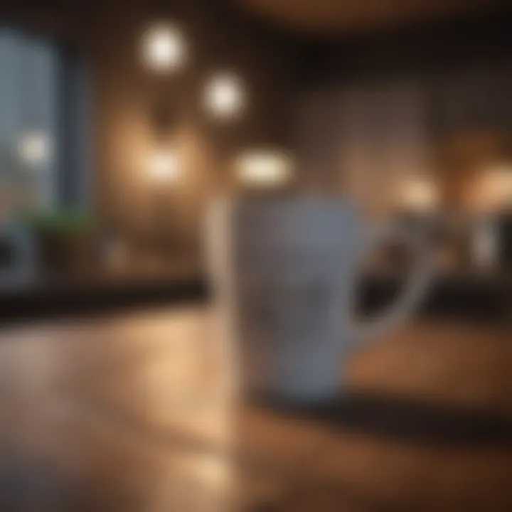 A cozy coffee setting with love quotes on a mug