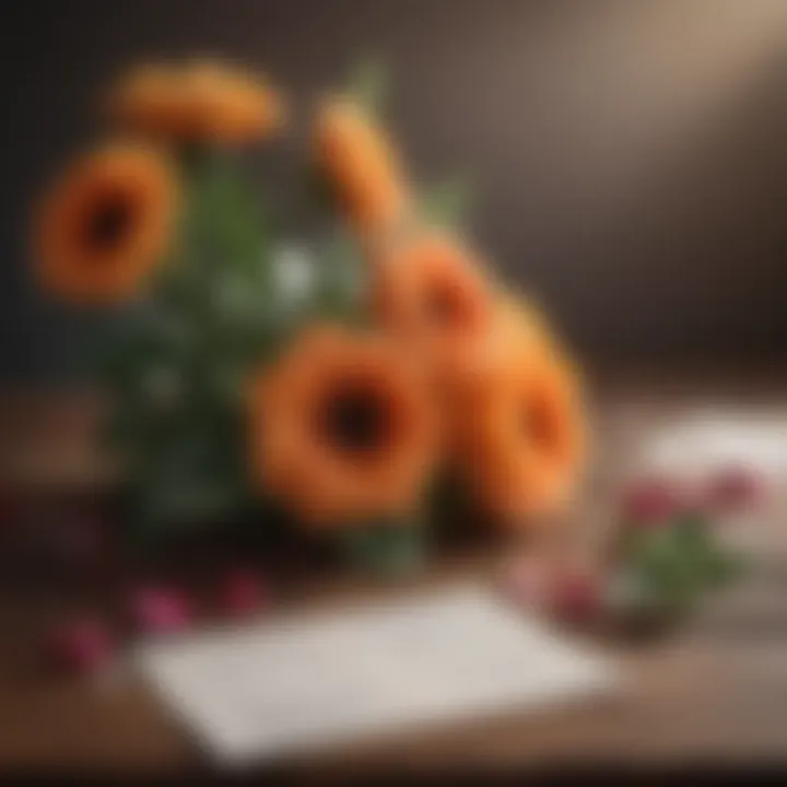 An artistic arrangement of flowers and love notes