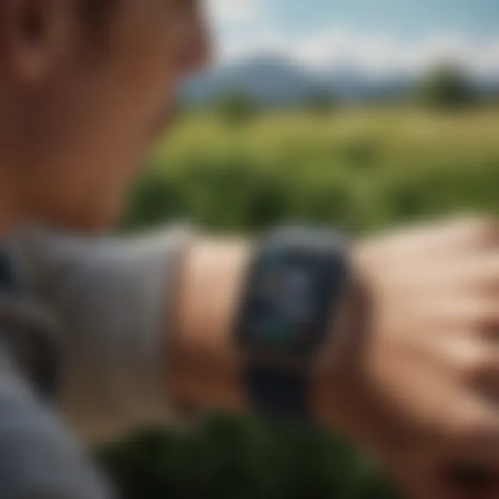 A person engaged in outdoor activities while using an Apple Watch