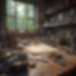 A creative workspace filled with art supplies and tools