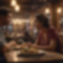 A couple engaged in deep conversation over dinner