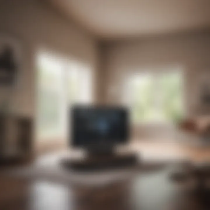 A sleek smart home hub controlling various devices