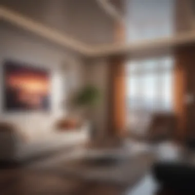 A futuristic living room with integrated smart technology