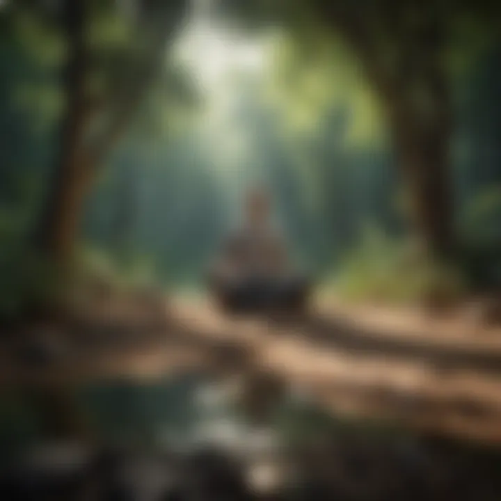 Illustration of a person practicing mindfulness meditation in a tranquil setting