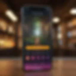 A smartphone showcasing a personal growth app interface with vibrant colors and user-friendly design.