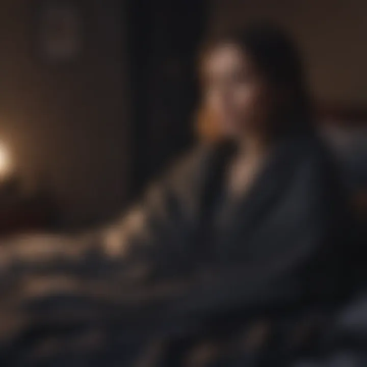 A peaceful nighttime scene with soft lighting, highlighting the use of a weighted blanket for better sleep.